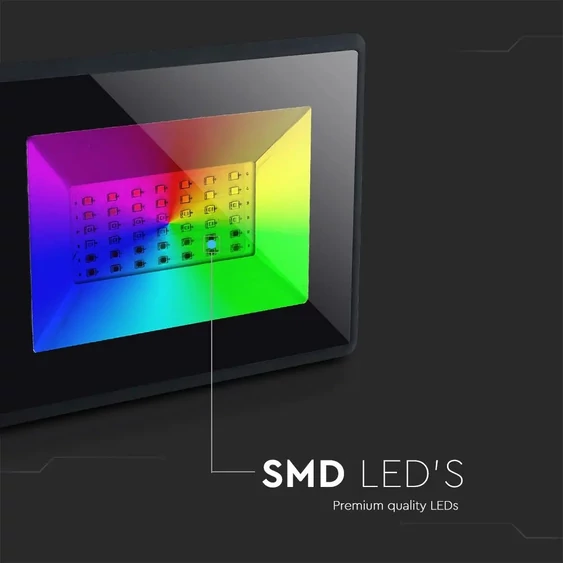 V-TAC LED reflektor 50W RGB, színváltós fényvető távirányítóval - SKU 5996