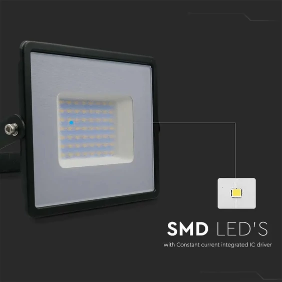 V-TAC E-széria LED reflektor 50W természetes fehér, fekete házzal - SKU 215959