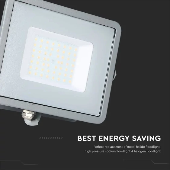 V-TAC LED reflektor 50W természetes fehér Samsung chip, szürke házzal - SKU 21464