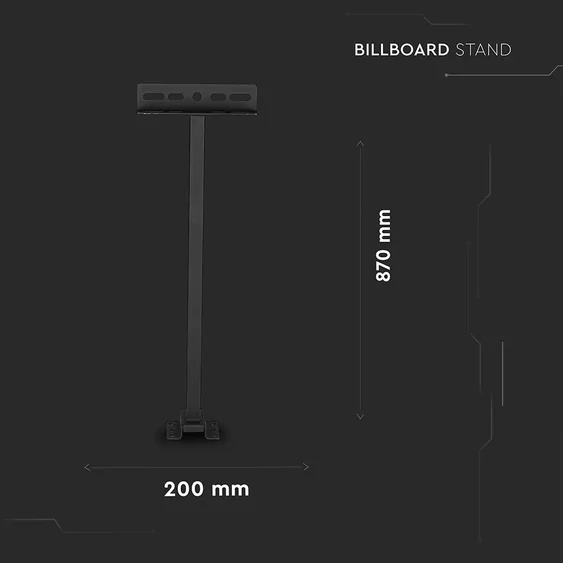 V-TAC LED reflektor tartó fekete konzol - SKU 3622