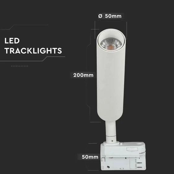 V-TAC LED sínes spotlámpa állítható 15W CRI>90 hideg fehér, fehér ház - SKU 358