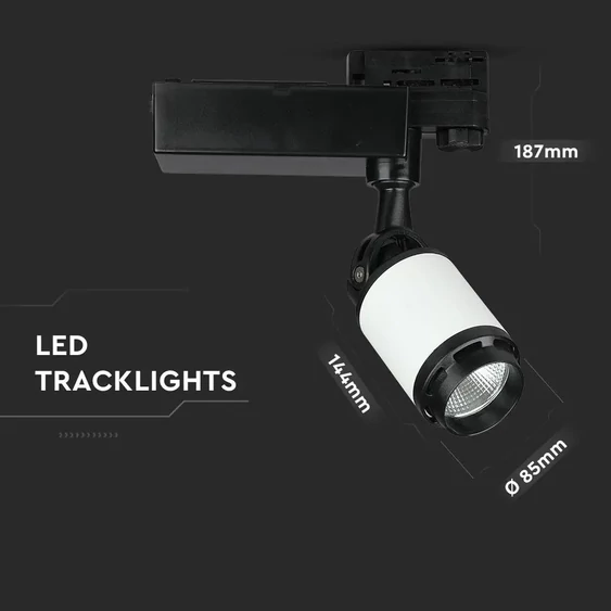 V-TAC LED sínes spotlámpa állítható 25W hideg fehér - SKU 1337