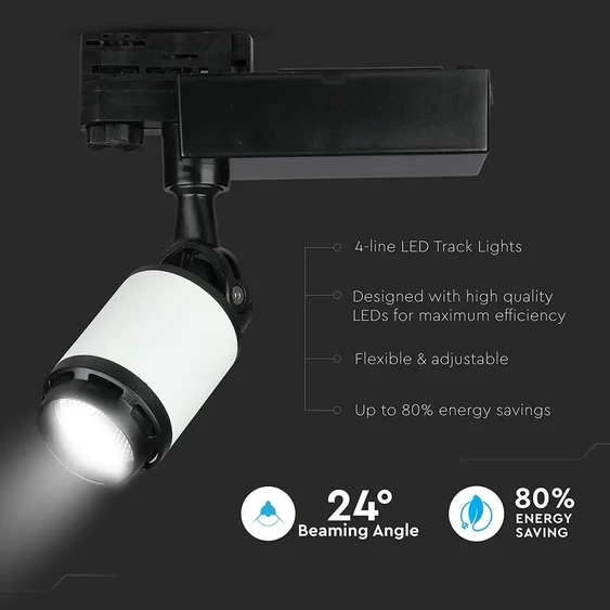 V-TAC LED sínes spotlámpa állítható 25W hideg fehér - SKU 1337