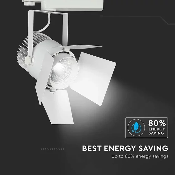 V-TAC LED sínes spotlámpa állítható 33W CRI>90 meleg fehér, fehér ház - SKU 368