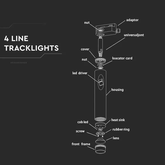 V-TAC LED sínes spotlámpa állítható 7W CRI>90 hideg fehér - SKU 352