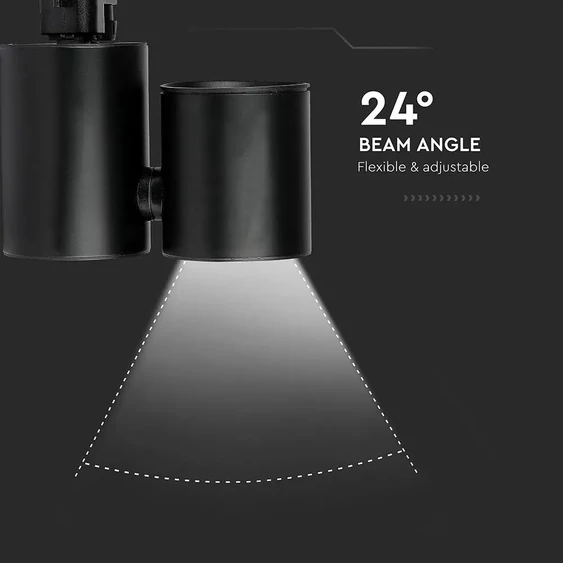 V-TAC LED sínes spotlámpa állítható CRI>95 15W hideg fehér, fekete házzal - SKU 1303