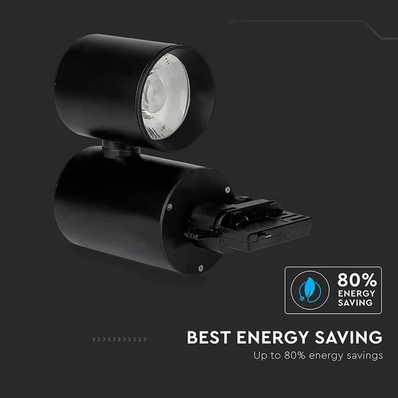 V-TAC LED sínes spotlámpa állítható CRI>95 15W hideg fehér, fekete házzal - SKU 1303