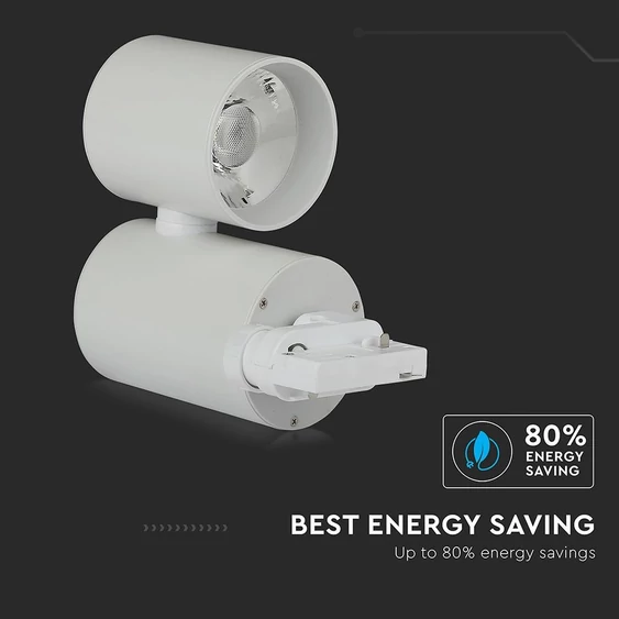 V-TAC LED sínes spotlámpa állítható CRI>95 15W meleg fehér, fehér házzal - SKU 1298