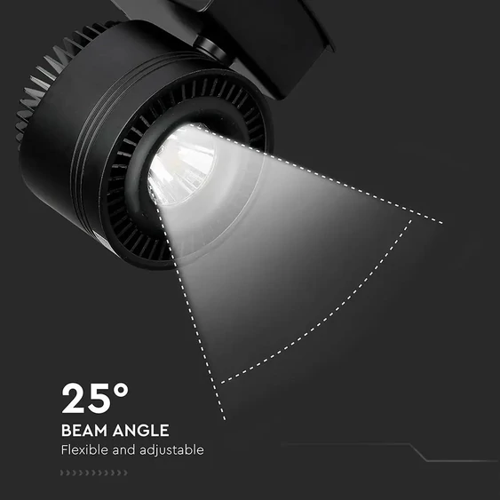 V-TAC LED sínes spotlámpa állítható CRI>95 33W napfény fehér, fekete házzal - SKU 1235