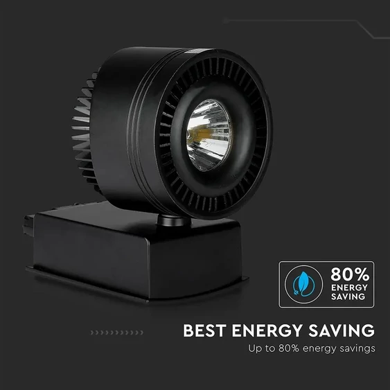 V-TAC LED sínes spotlámpa állítható CRI>95 33W napfény fehér, fekete házzal - SKU 1235