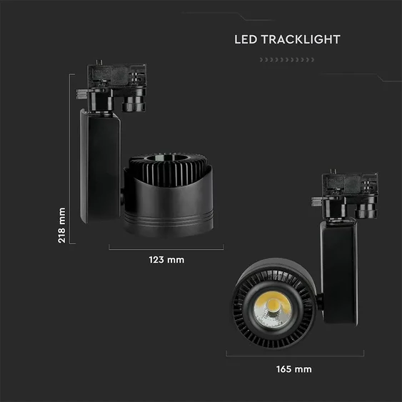 V-TAC LED sínes spotlámpa állítható CRI>95 45W napfény fehér, fekete házzal - SKU 1238