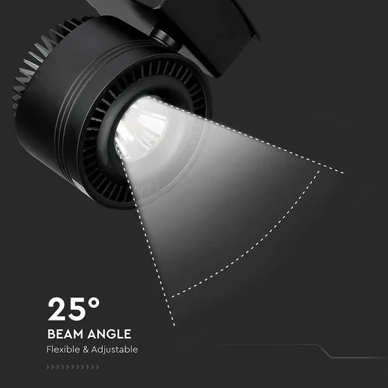 V-TAC LED sínes spotlámpa állítható CRI>95 45W napfény fehér, fekete házzal - SKU 1238