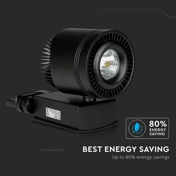 V-TAC LED sínes spotlámpa állítható CRI>95 45W napfény fehér, fekete házzal - SKU 1238