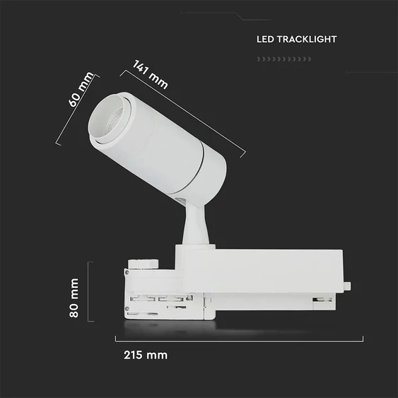 V-TAC LED sínes spotlámpa állítható dimmelhető 15W változtatható színhőmérséklet, fehér - SKU 1456