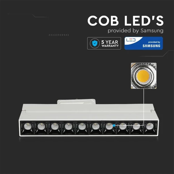 V-TAC LED sínes spotlámpa dönthető 25W CRI>90 UGR<19 meleg fehér - SKU 20009