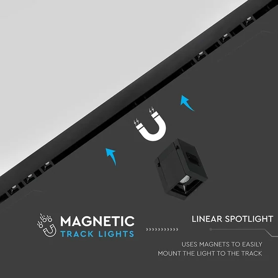 V-TAC LED spotlámpa mágneses sínhez 1W CRI>90 UGR<19 meleg fehér - SKU 7958