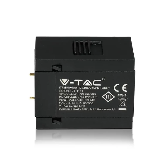 V-TAC LED spotlámpa mágneses sínhez 1W CRI>90 UGR<19 természetes fehér - SKU 7959