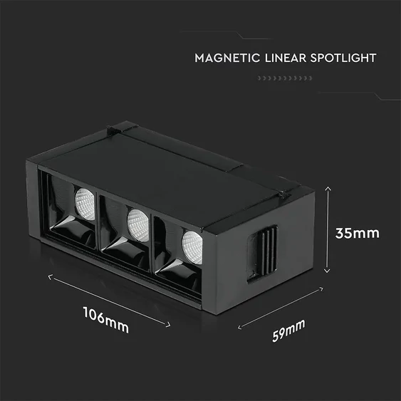 V-TAC LED spotlámpa mágneses sínhez 3W CRI>90 UGR<19 meleg fehér - SKU 7960