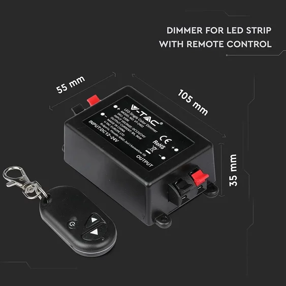 V-TAC LED szalag dimmer távirányítóval 12/24V - SKU 3300