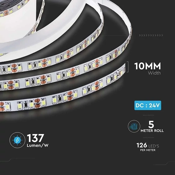 LED Strip SMD2835 - 126 LEDs 24V IP20 6400K  137LM/W