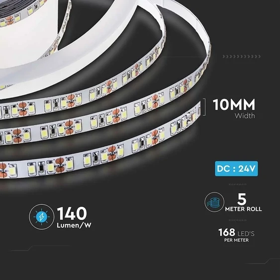 LED Strip SMD2835 - 168 LEDs 24V IP20 6400K  140LM/W