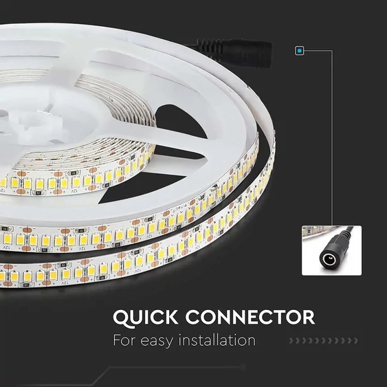V-TAC LED szalag IP20 SMD 2835 chip 204 db/m hideg fehér, 100 Lm/W - SKU 212463