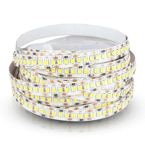 V-TAC LED szalag IP20 SMD 2835 chip 204 db/m meleg fehér, 100 Lm/W - SKU 212461