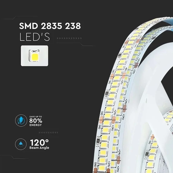 LED Strip SMD2835 - 238 LEDs 24V IP20 6400K  135LM/W