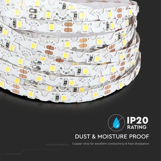 V-TAC LED szalag IP20 SMD 2835 chip 60 db/m hideg fehér - SKU 212561