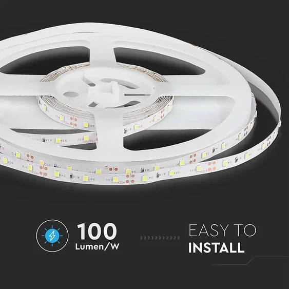 V-TAC LED szalag IP20 SMD 3528 chip 60 db/m természetes fehér, 100 Lm/W - SKU 212041