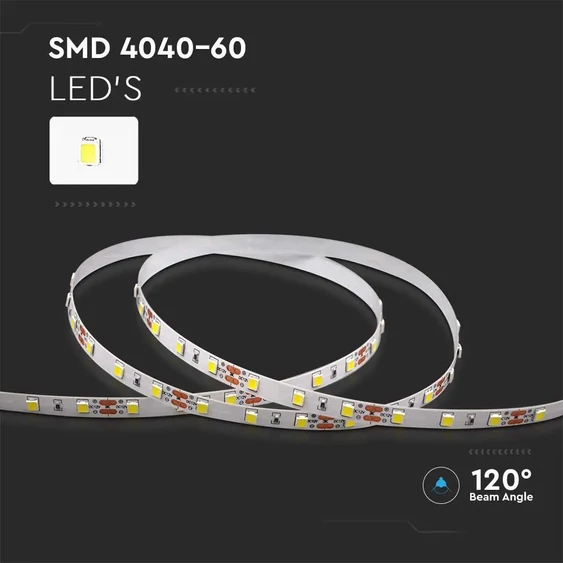 V-TAC LED szalag IP20 SMD 4040 chip 60 db/m meleg fehér - SKU 2931