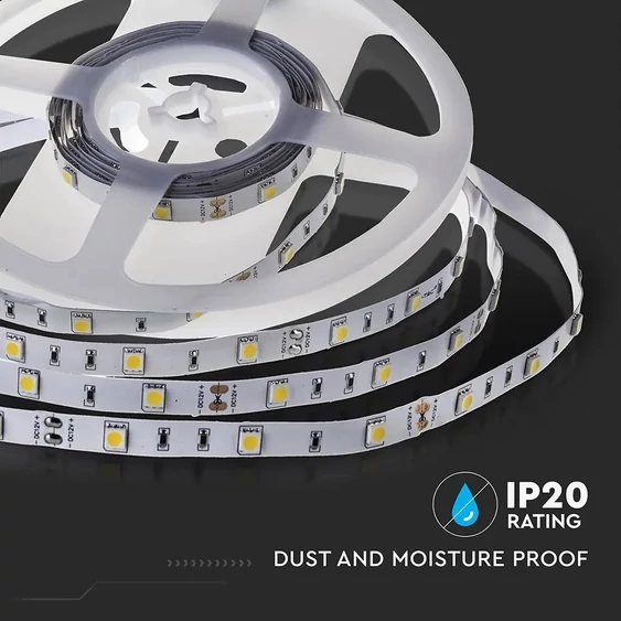 V-TAC LED szalag IP20 SMD 5050 chip 30 db/m hideg fehér - SKU 2133