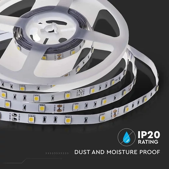 V-TAC LED szalag IP20 SMD 5050 chip 30 db/m meleg fehér - SKU 212135