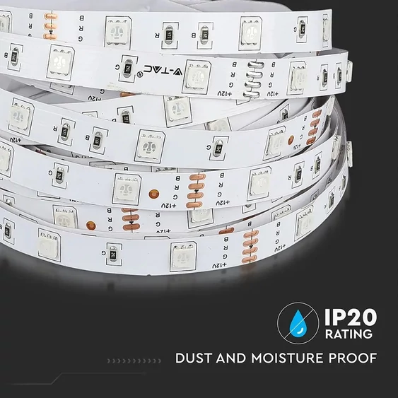 V-TAC LED szalag IP20 SMD 5050 chip 30 db/m RGB - SKU 2124