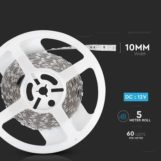 V-TAC LED szalag IP20 SMD 5050 chip 60 db/m hideg fehér - SKU 212126