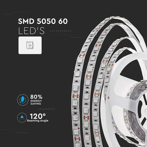 V-TAC LED szalag IP20 SMD 5050 chip 60 db/m kék - SKU 2137