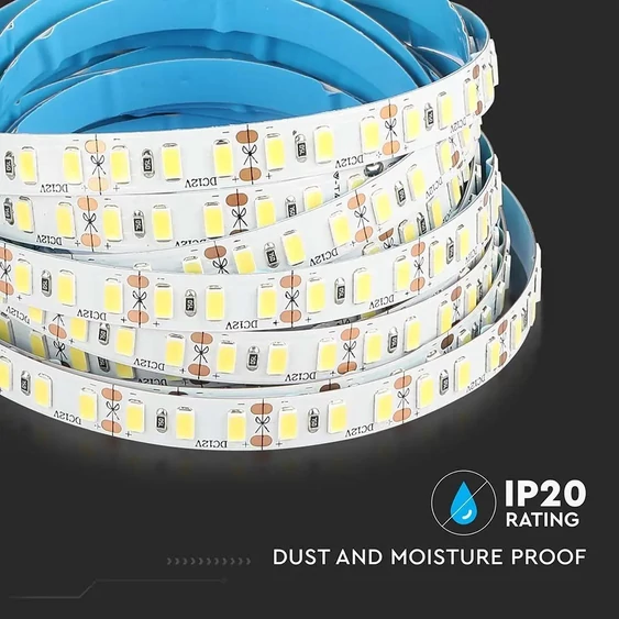 V-TAC LED szalag IP20 SMD 5730 chip 120 db/m hideg fehér, 100 Lm/W - SKU 212161
