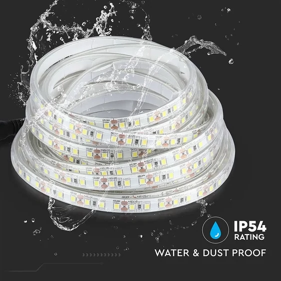 V-TAC LED szalag IP65 SMD 3528 chip 120 db/m hideg fehér - SKU 2037