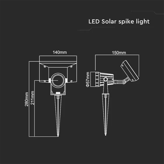 2W LED Solar Spike  IP65 4000K