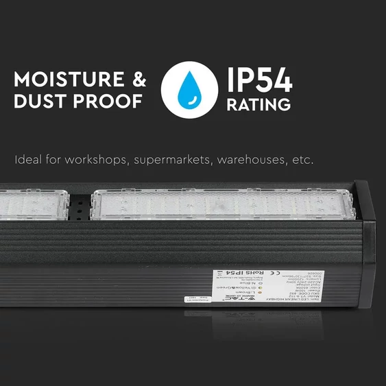 V-TAC lineáris csarnokvilágító LED lámpa 200W 120 Lm/W 120° hideg fehér - SKU 896