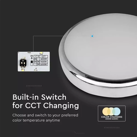 V-TAC mennyezeti 14W LED króm lámpatest, állítható színhőmérséklettel - SKU 20092