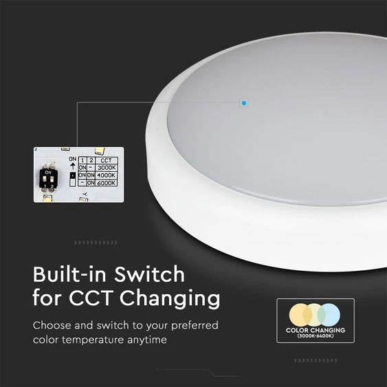 V-TAC mennyezeti 20W LED lámpatest, állítható színhőmérséklet, szenzorral és akkuval - SKU 2120096