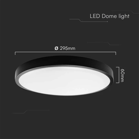 Black frame round dome light 30W ceiling lamp, IP44, 4000K