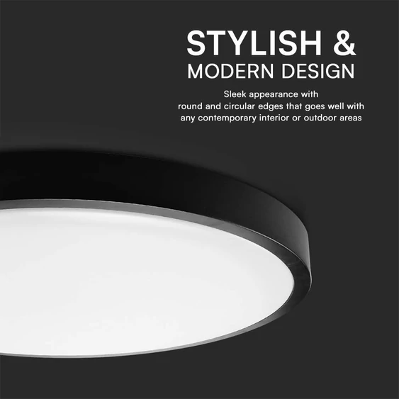 Black frame round dome light 30W ceiling lamp, IP44, 4000K