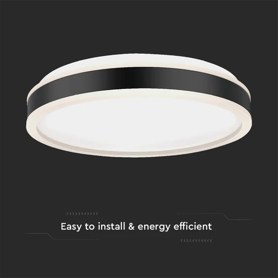 V-TAC mennyezeti kerek 42W lámpa, O50cm, fekete dísszel, természetes fehér, 100 Lm/W - SKU 6911