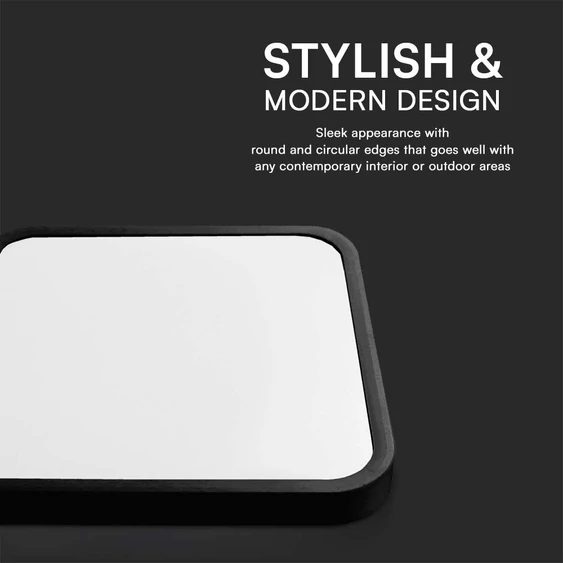 Black frame square dome light 18W ceiling lamp, IP44, 6500K