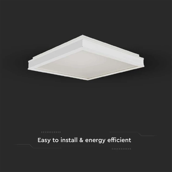 V-TAC mennyezeti szögletes 48W lámpa, 50x50cm, fehér dísszel, természetes fehér, 90 Lm/W - SKU 6918