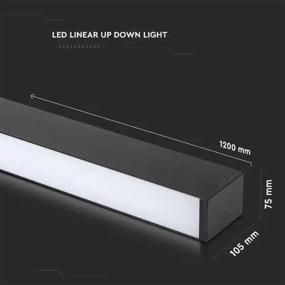 VT-7-60 60W LED LINEAR (UP-DOWN) SUSPENSION LIGHT SAMSUNG CHIP 4000K -BLACK BODY