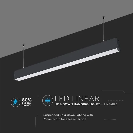 V-TAC mennyezetre függeszthető dimmelhető lineáris LED lámpa 120cm 60W természetes fehér - SKU 379