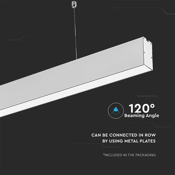 V-TAC ezüst mennyezetre függeszthető lineáris LED lámpa 120cm 40W hideg fehér - SKU 601